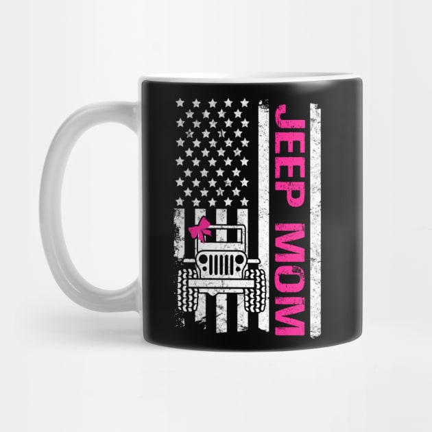 Jeep Mom American Flag Cute Jeep Ribbon Jeeps Lover by Jane Sky